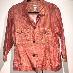 NWT Chico’s Peach/Gold Linen Jacket